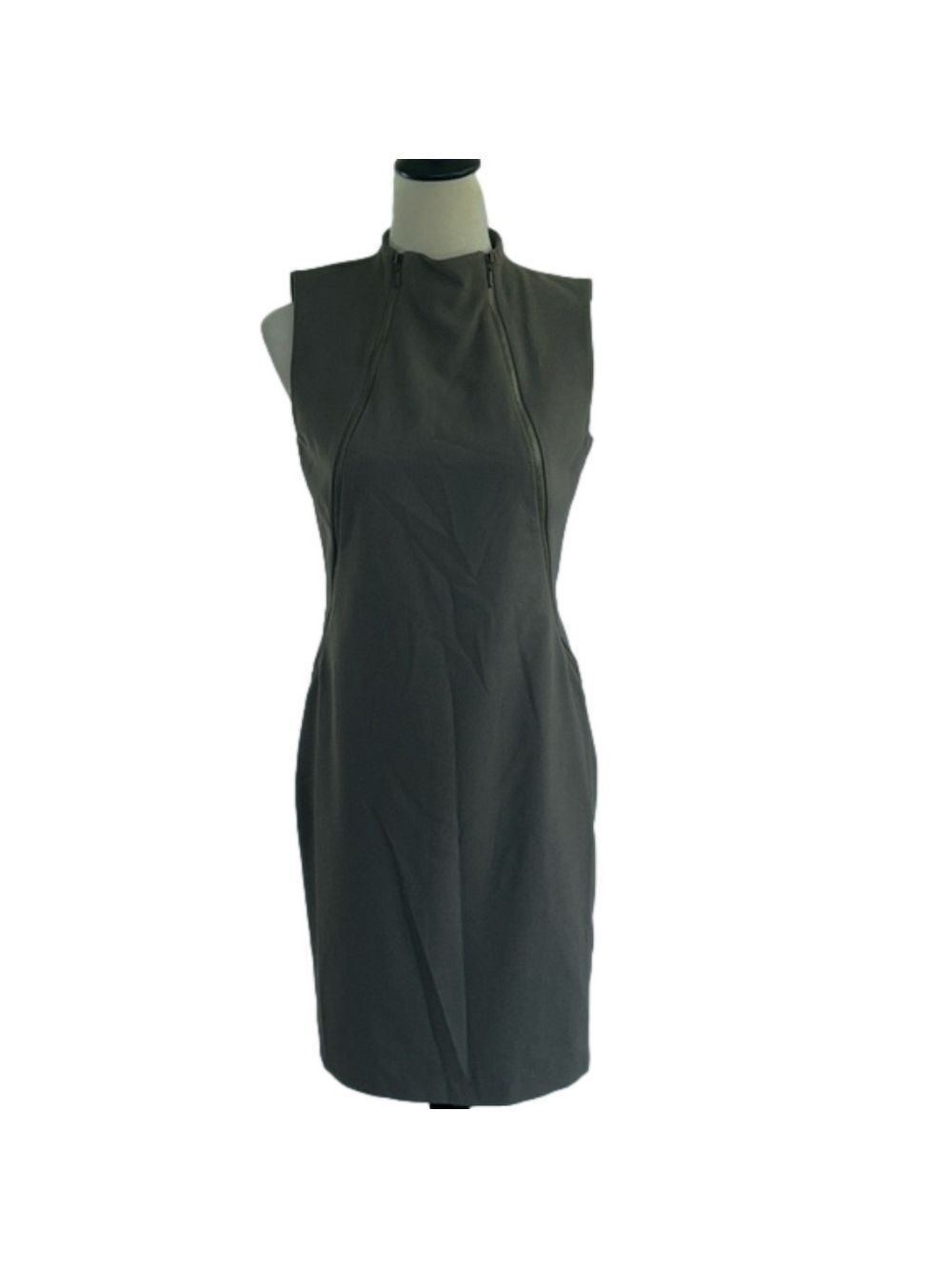 Unique deep Green/Brown Zipper Dress: Size 4